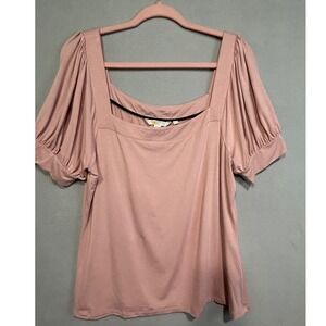 Boden Pink Square‎ Neck Puff Sleeve Top Womens Size 14 Mauve Pink Basic